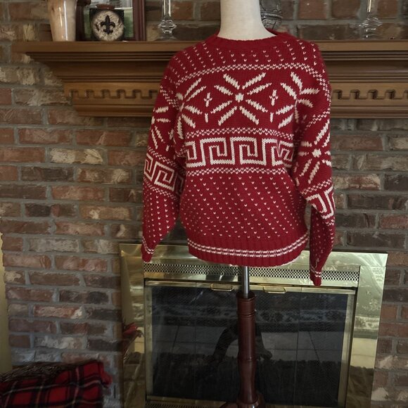 Bravo Sweaters - Vintage Bravo Red Fair Isle Christmas Sweater See Size Medium